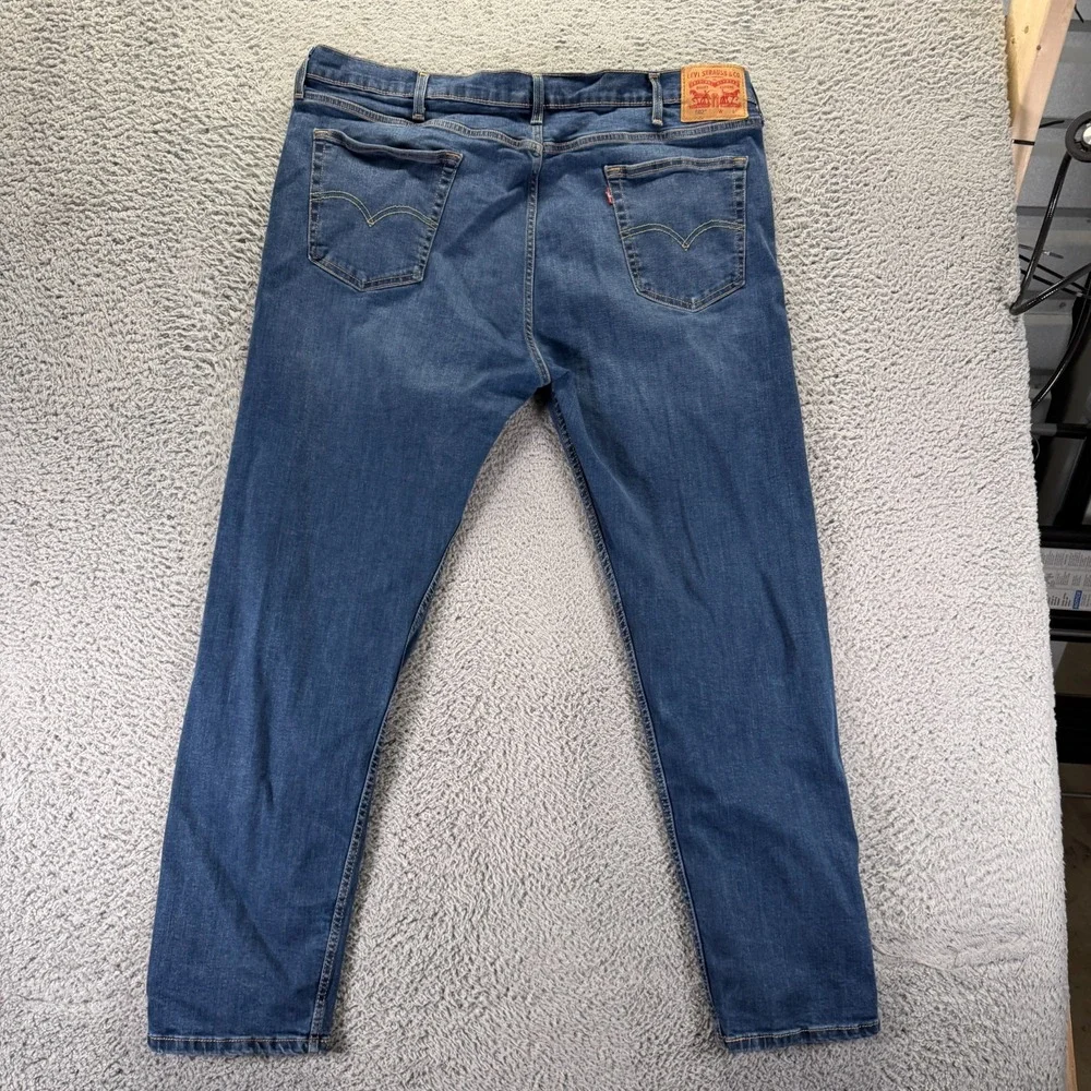 Levi's 502 Jeans Mens 44x34 Blue Cotton Denim Tapered Leg Faded Workwear Stretch